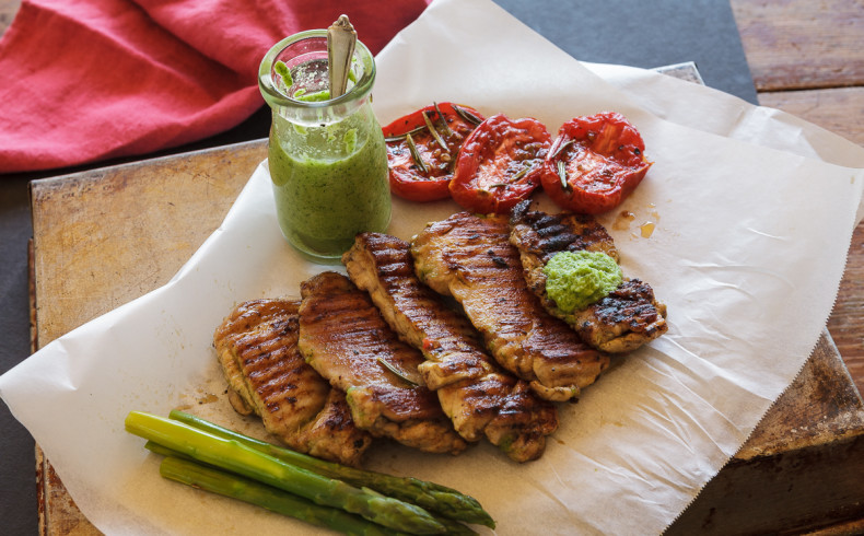 Grilled Chicken with Green Goddess Dressing