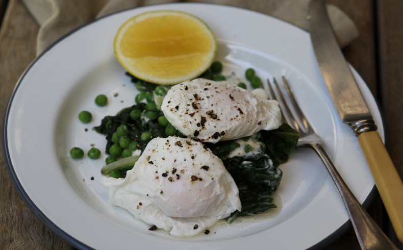 Poached Eggs With Greens